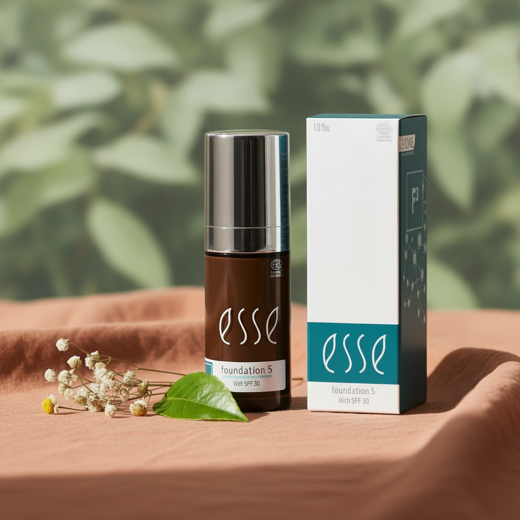 FOUNDATION 5 (F5), Esse Skincare, dekning som bevarer hudens mikrobiom, perfekt for sensitiv hud.