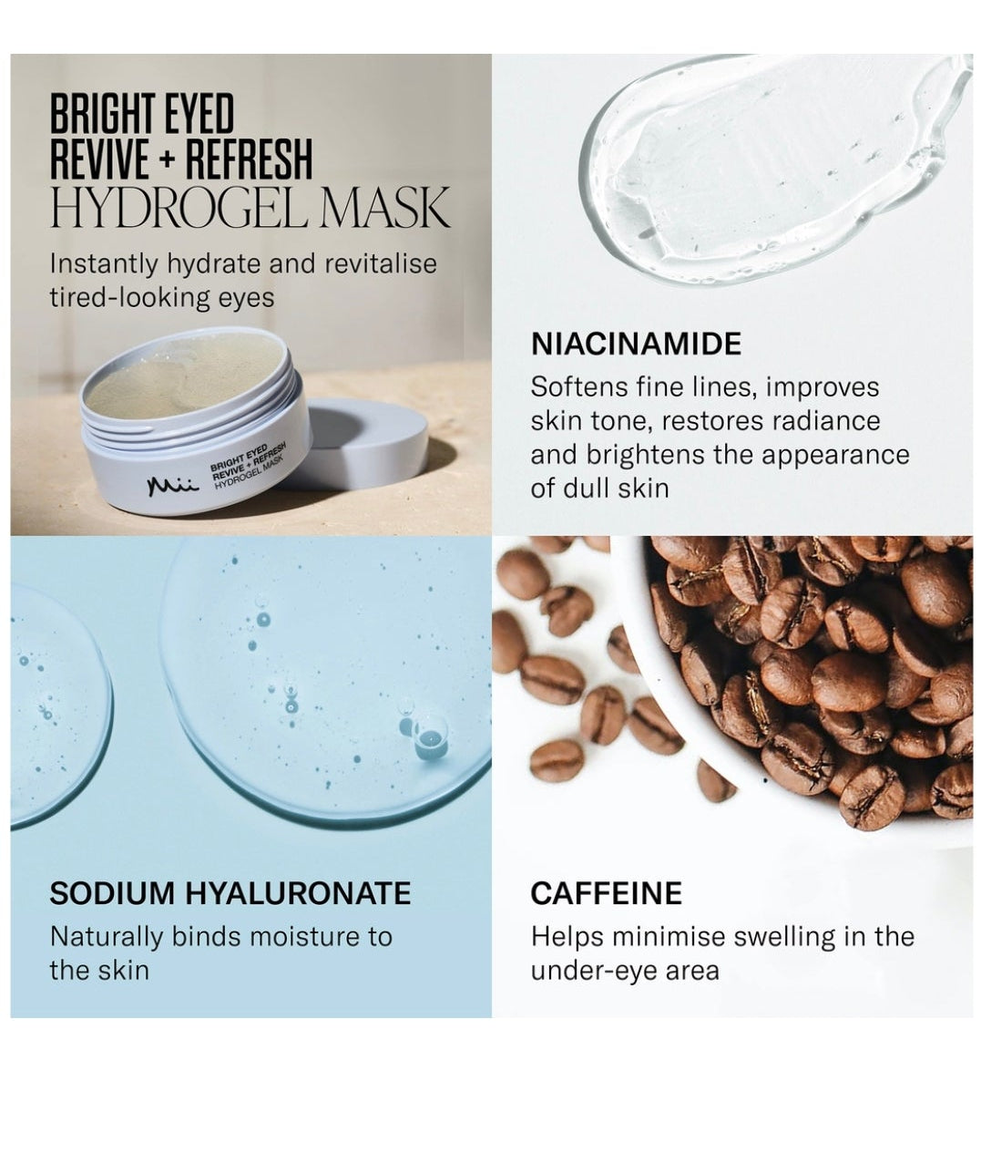 Mii Bright Eyed Revive + Refresh
Hydrogel Mask 60 stk.