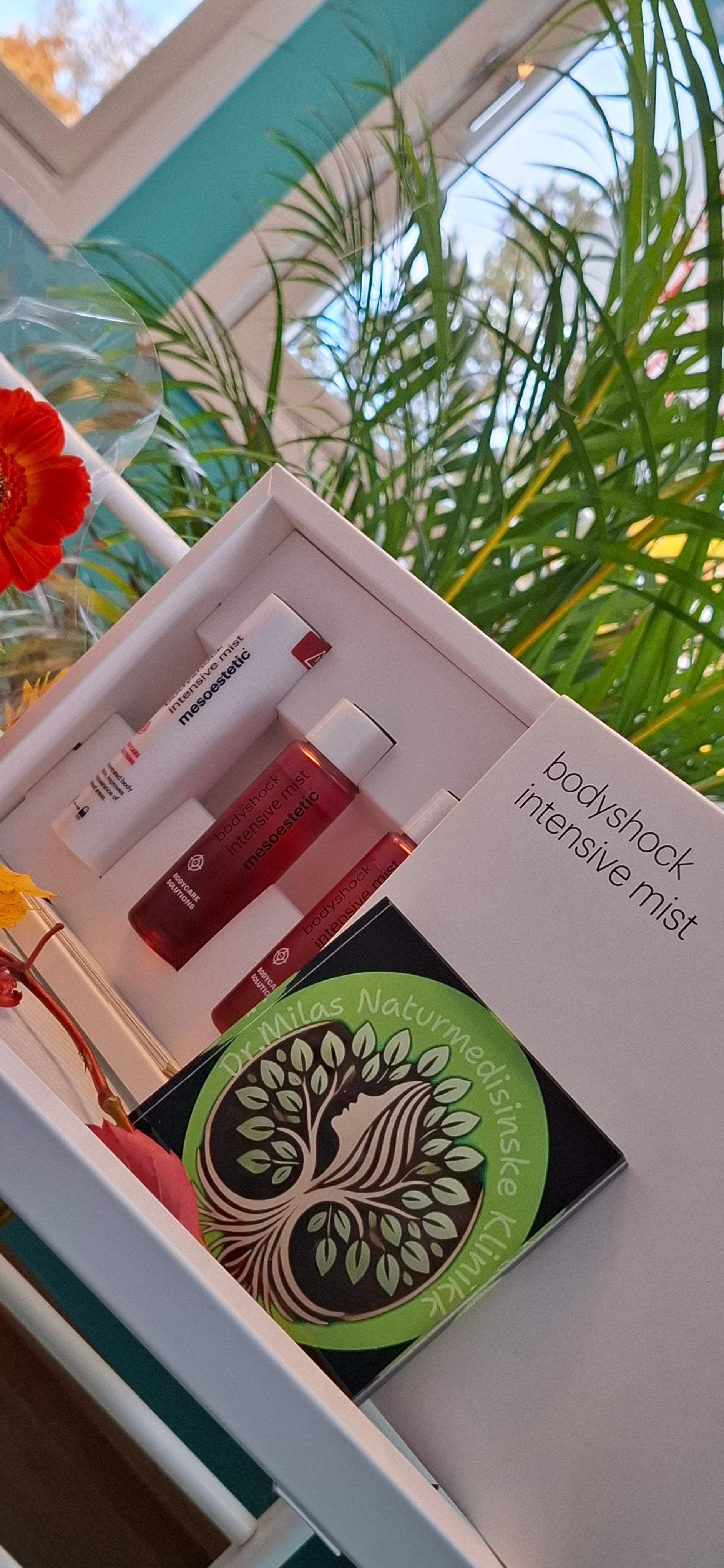 BODYSHOCK INTENSIVE MIST. Two-phase mist concentrate for trouble areas like the abdomen and hips. (Mesoestetic)